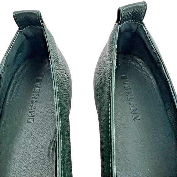 Everlane The Italian Leather Day Glove Flats Womens Size 8 Dark Green Shoes - Picture 9 of 14